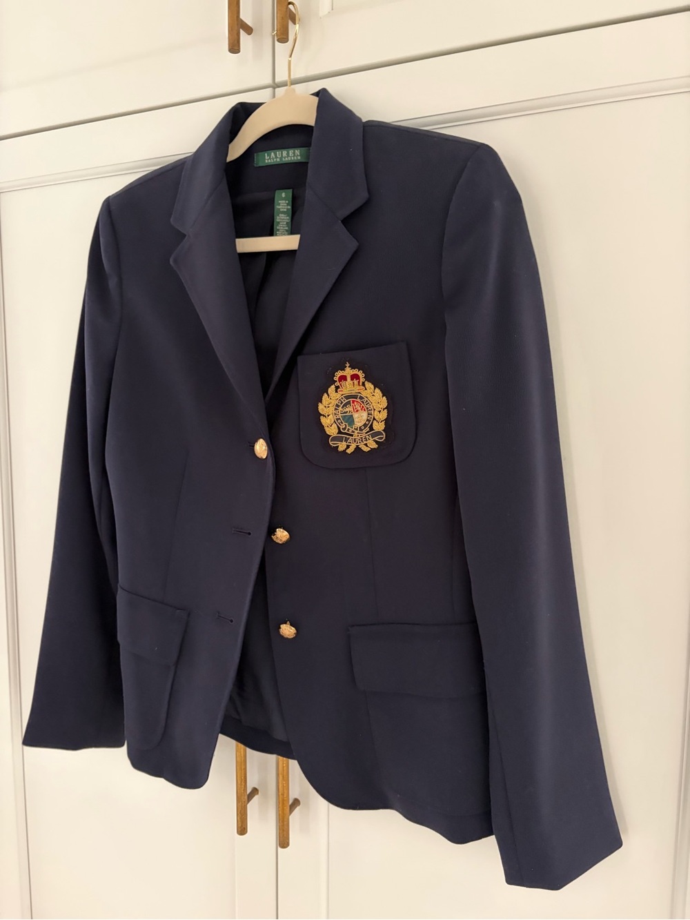 Ralph Lauren Navy Crest Blazer - Women's Classic Tailored Jacket